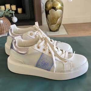 Pollini White and Silver Sneakers